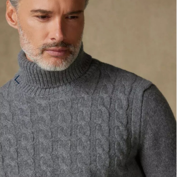NWT Café Coton Paris Men’s Knit Sweater Turtleneck Chunky Cable Knit Lambswool M - Picture 3 of 16